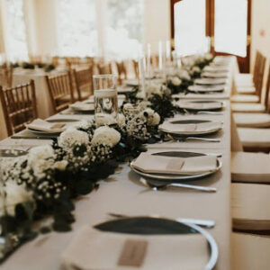 A gorgeous indoor table setting at an event venue